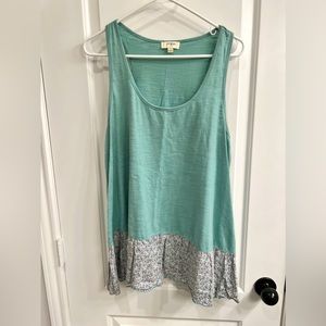Umgee USA Teal Tank Top with Flower Material